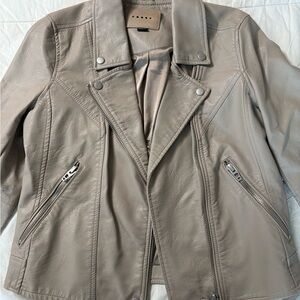 Blank NYC Taupe Faux Leather Jacket, Size Large